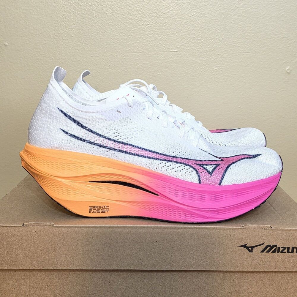 Mizuno Wave Rebellion Pro 3 Running Shoes Hanabi Pack White Pink Men's Size 10